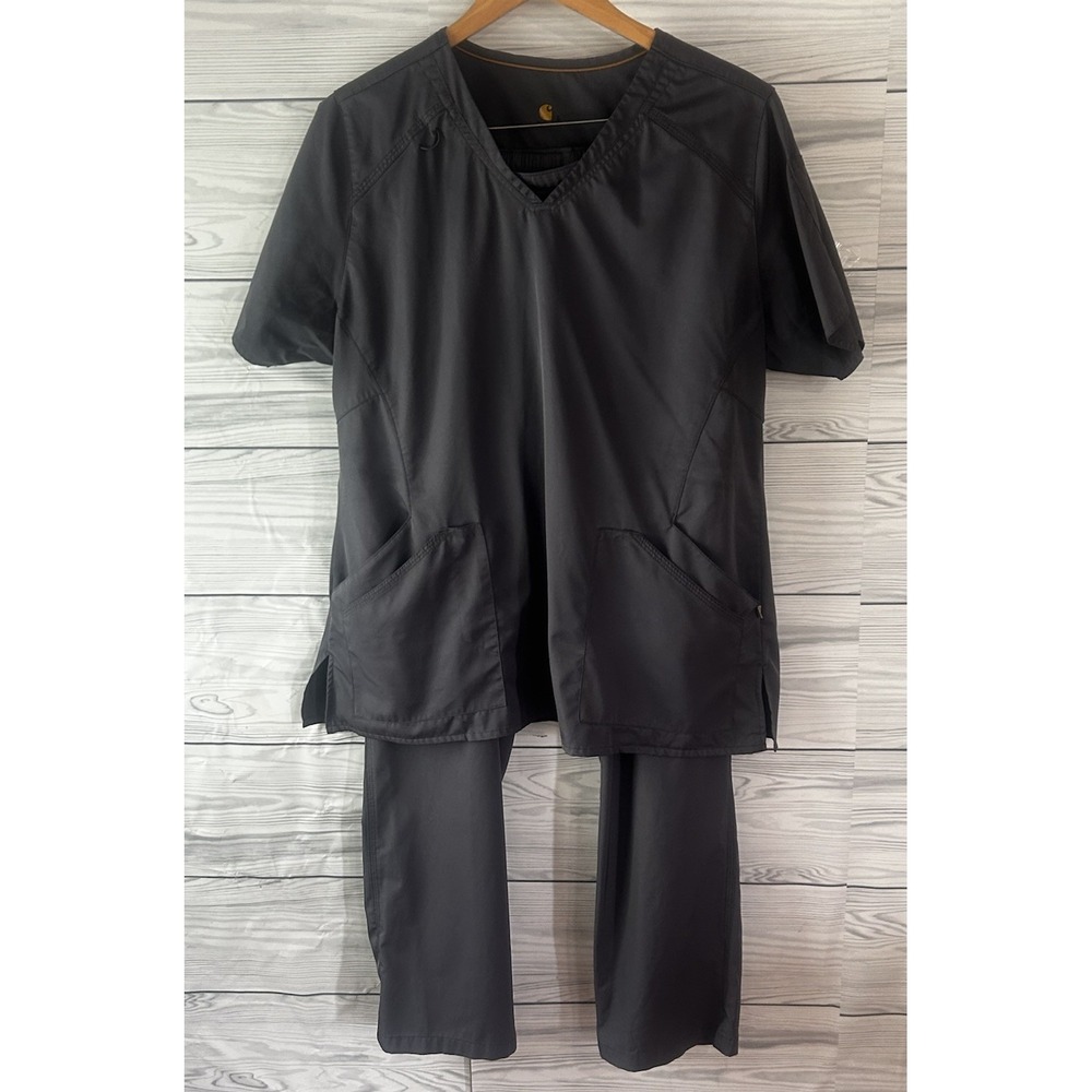 Carhartt Scrubs Womens Size Large L Force Cross-flex V-Neck Gray Pants Top j418